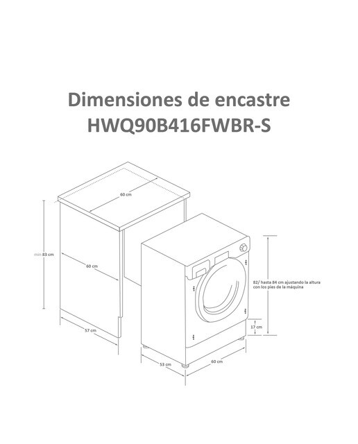 Lavadora integrable Haier 9 kg / 1.600 rpm Series 4 - HWQ90B416FWBR-S - Antracita Antracita-2