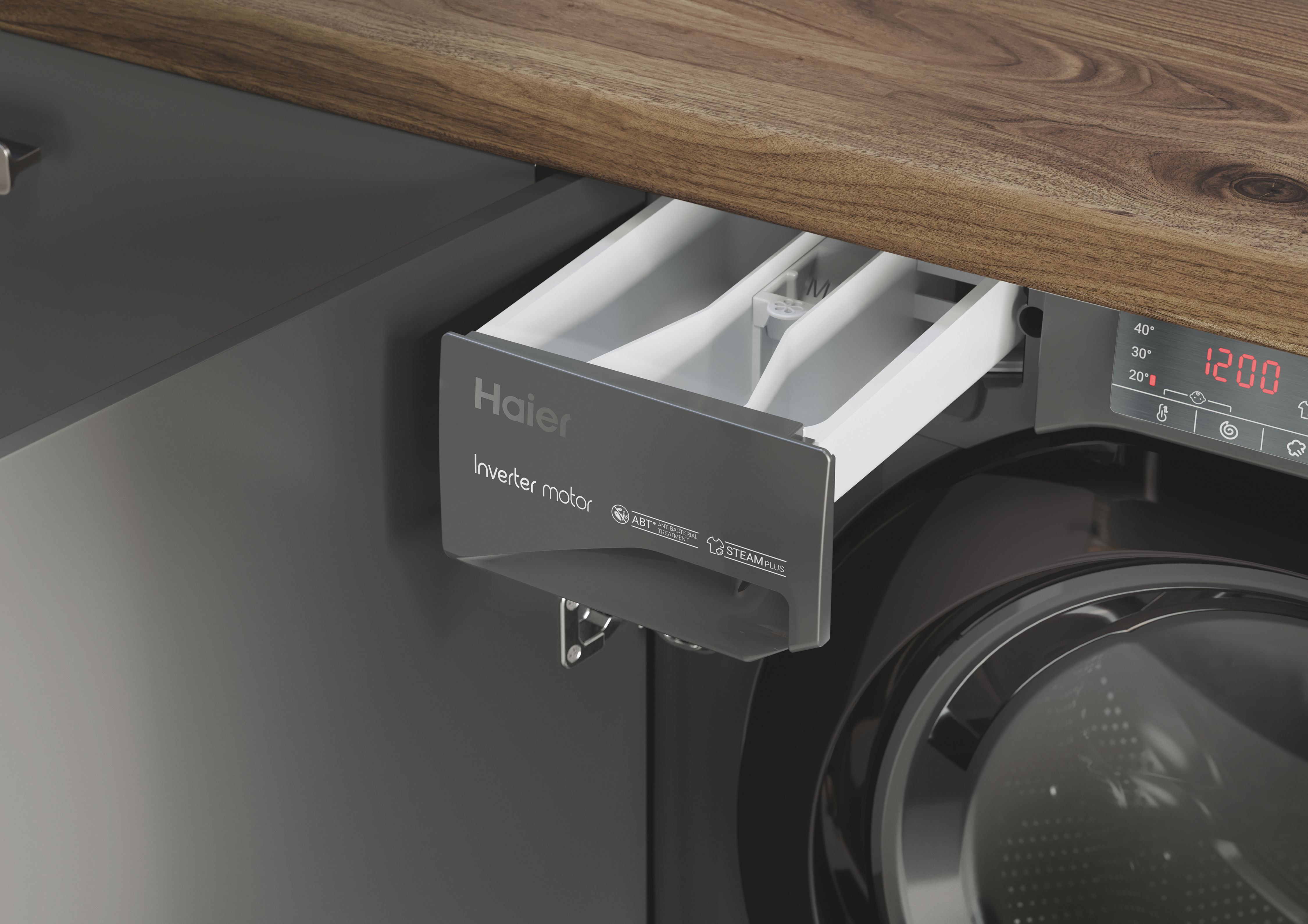 Lavadora integrable Haier 9 kg / 1.600 rpm Series 4 - HWQ90B416FWBR-S - Antracita Antracita-9