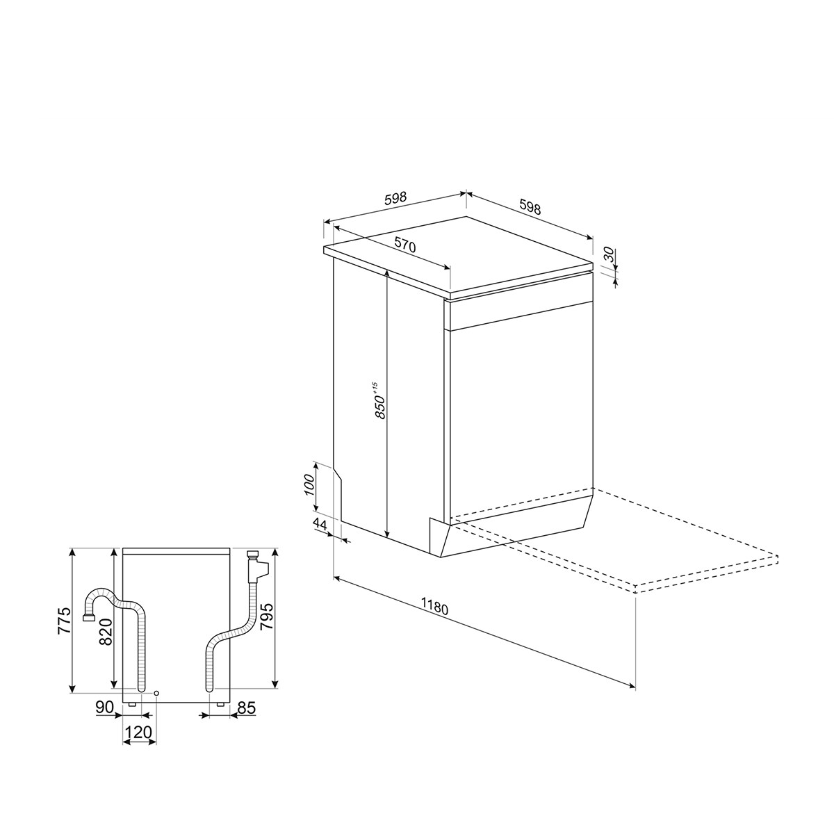 Máquina de Lavar e Secar Roupa Encastrável Smeg LSIA127 Carga Frontal de 7/4 Kg e de 1400 rpm - Branco Branco-2