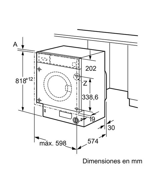 Máquina de Lavar Roupa Encastrável Bosch Série 6 WIW28302ES Carga Frontal de 8 kg e 1400 rpm - Branco Pastel 2