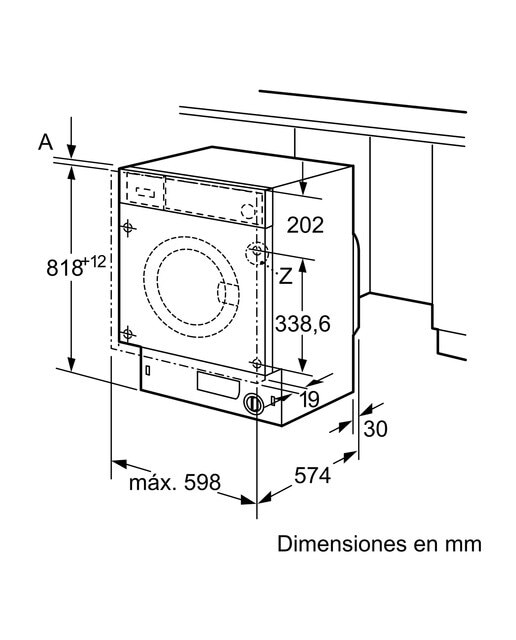 Máquina de Lavar Roupa Encastrável Bosch Série 6 WIW24307ES Carga Frontal de 8 kg e 1200 rpm - Branco Branco-2
