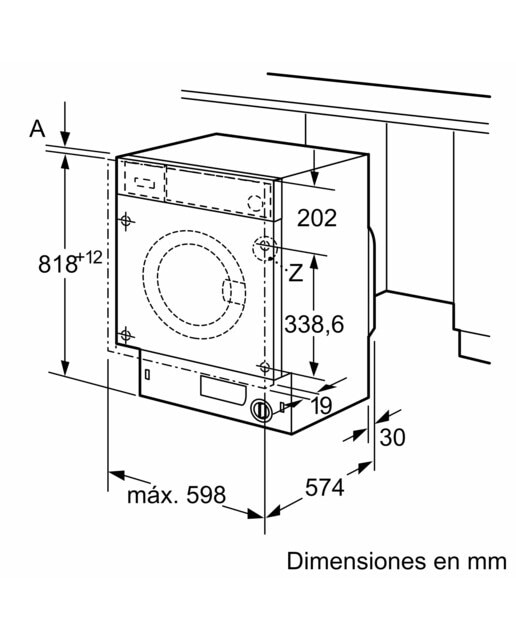 Máquina de Lavar Roupa Encastrável Siemens iQ700 WI14W542ES Carga Frontal de 8 kg e 1400 rpm - Branco Branco-4