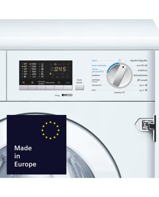 Máquina de Lavar e Secar Roupa Encastrável Siemens iQ500 WK14D543ES Carga Frontal Aquastop e WaterPerfect de 7/4 kg e 1400 rpm - Branco Branco-3