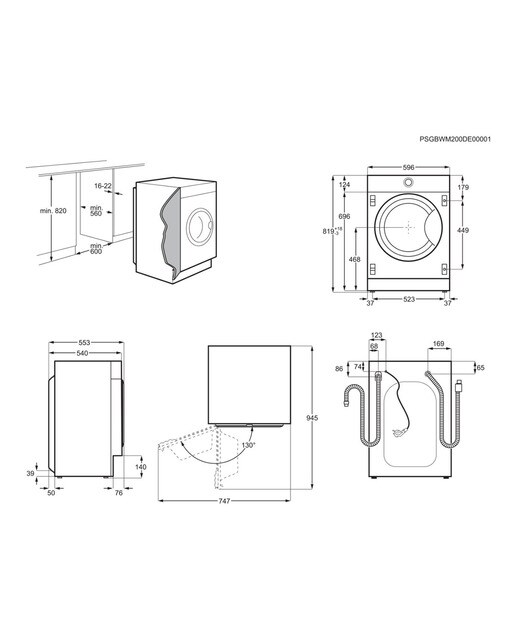 Máquina de Lavar Roupa Encastrável Electrolux EN7F4842OF Carga Frontal de 8 Kg e de 1350 rpm - Branco Branco-2