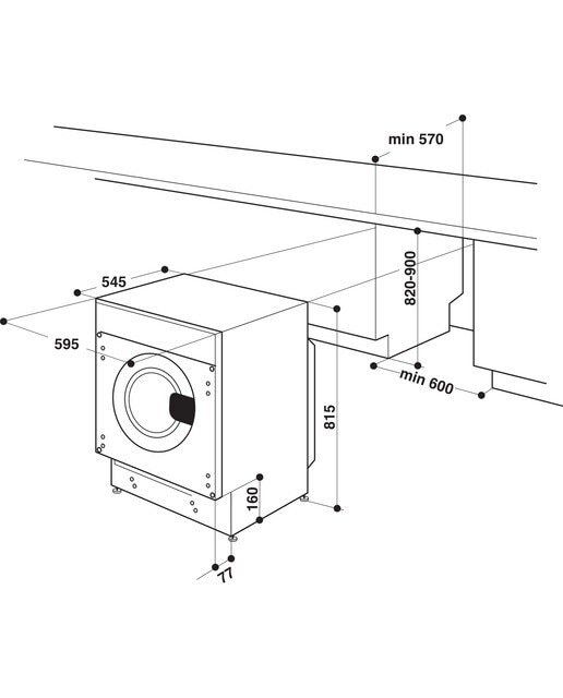 Lavadora integrable Whirlpool 8 kg / 1.400 rpm, Motor Sense Inverter - BIWMWG81485EEU - Blanco Blanco-2