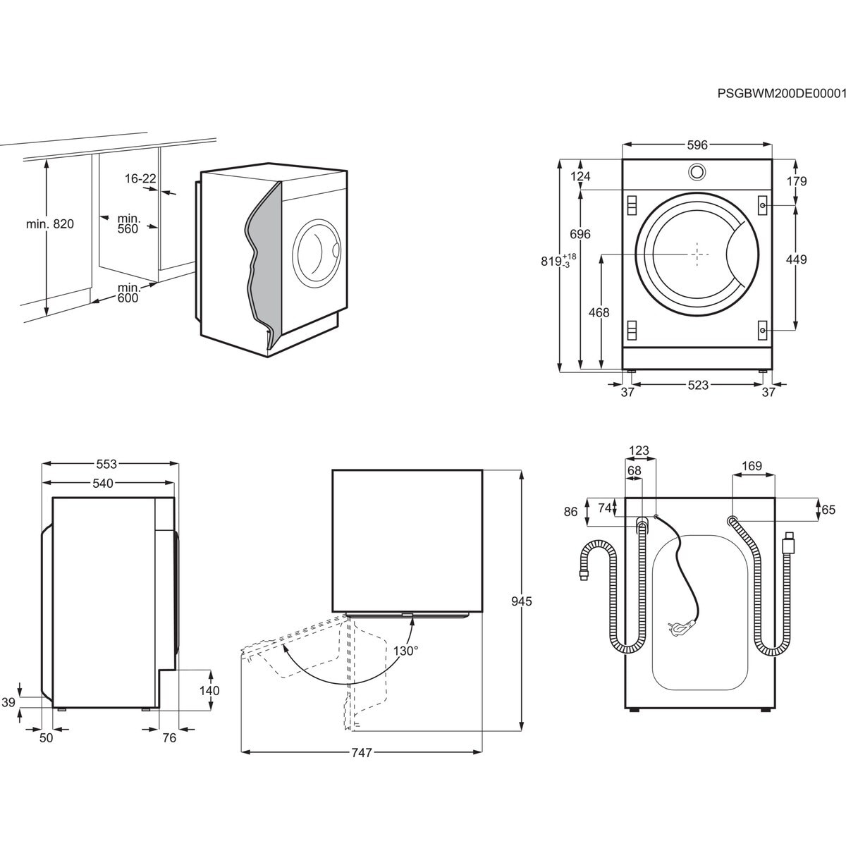Máquina de Lavar Roupa Encastrável Electrolux EN7F4722AN Carga Frontal de 7 kg e 1200 rpm - Branco Branco-2