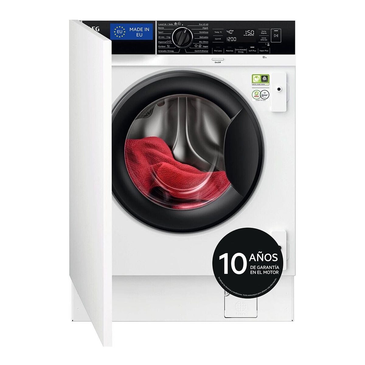 AEG – Lavadora integrable AEG 8 kg/ 1.400 rpm, Motor Inverter – LFN8E8436C.