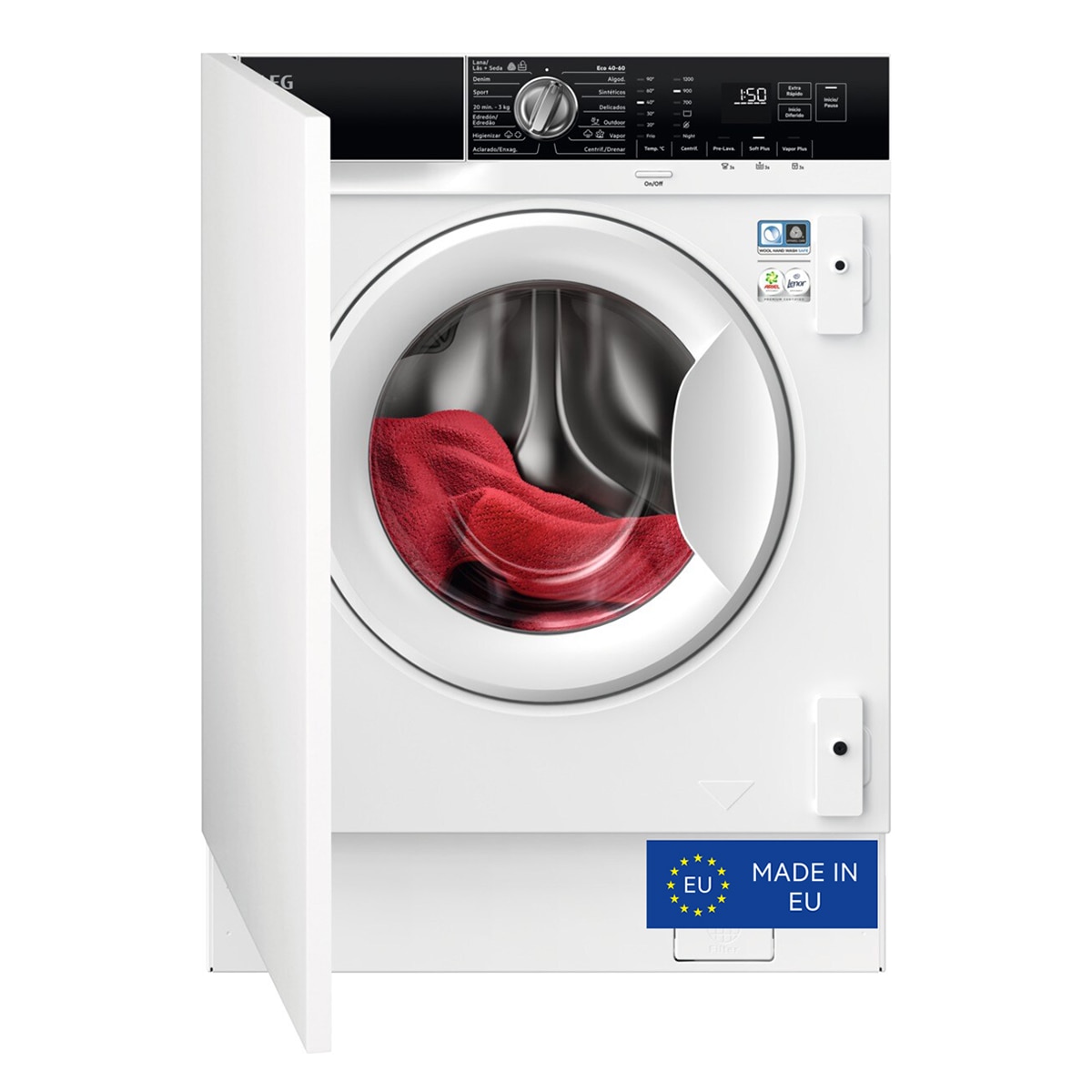 Imagem 0 de Máquina de Lavar Roupa Encastrável AEG Série 7000 LFN7G8434F ProSteam de 8 kg e 1400 rpm - Branco