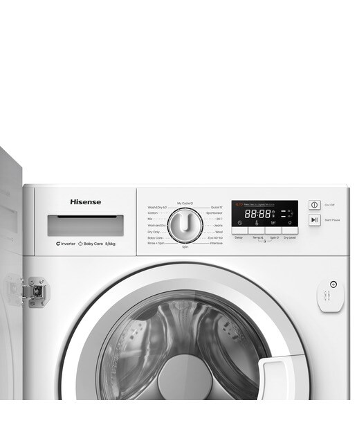 Imagen 4 de Lavadora secadora integrable Hisense 8 kg, 1.400 rpm - WD3M841BWIES - Blanco Blanco