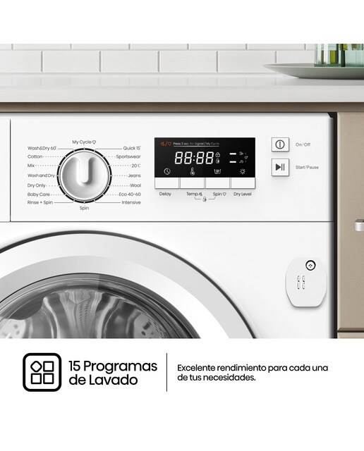 Imagen 11 de Lavadora secadora integrable Hisense 8 kg, 1.400 rpm - WD3M841BWIES - Blanco Blanco