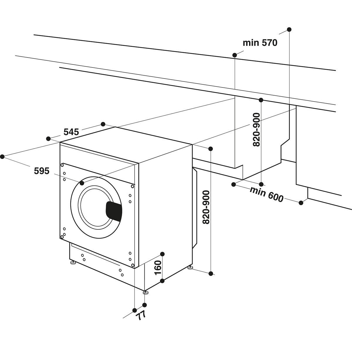 Lavadora secadora integrable Whirlpool 7 kg / 1.400 rpm - BI WDWG 751482 - Blanco Blanco-5