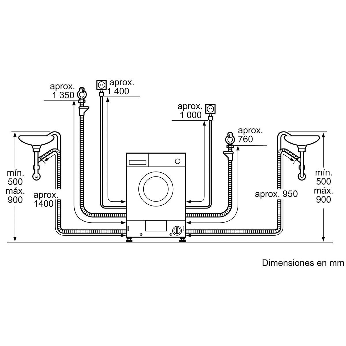 Máquina de Lavar e Secar Roupa Encastrável Bosch Série 4 WKD24362ES Carga Frontal de 7/4 kg e 1200 rpm - Branco Branco-3