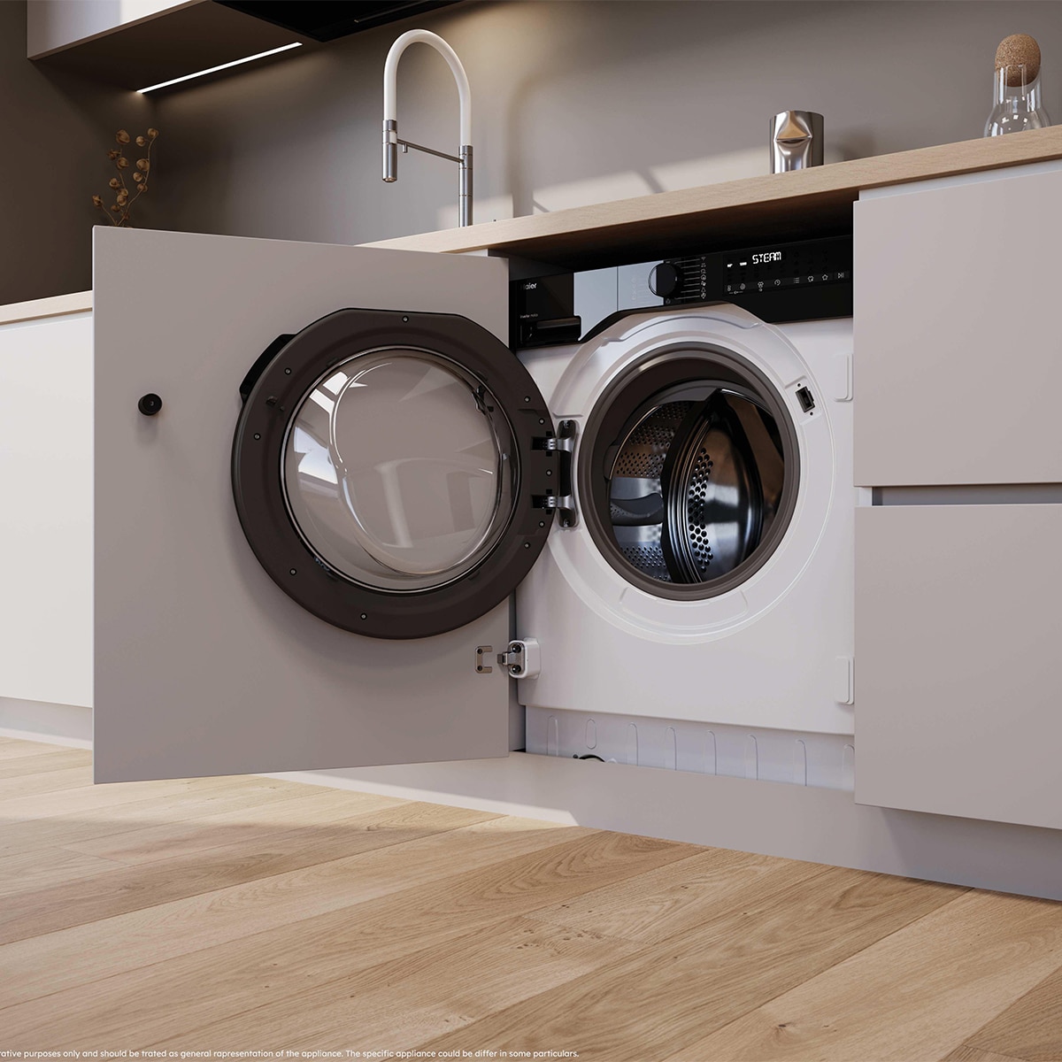 Máquina de Lavar Roupa Encastrável Haier BHA6S69M6DB9J-S Carga Frontal, Opção Vapor, de 9 Kg e 1600 rpm - Branco Branco-8