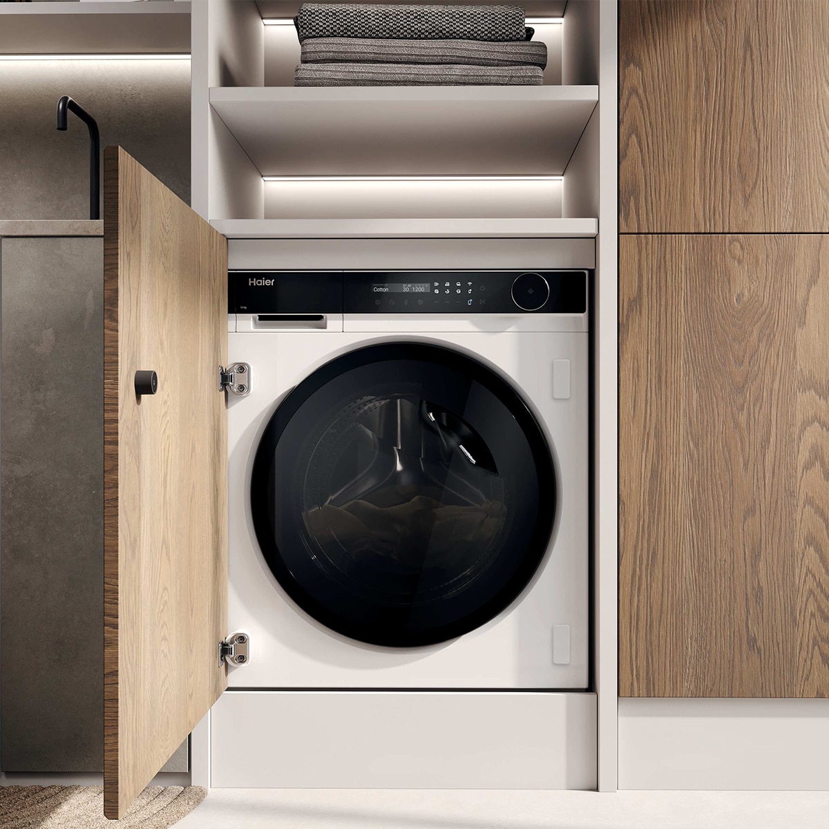 Lavadora Integrable Haier 10 kg/1.400 rpm, Serie 8, Opción Vapor - HWB100-B14858U-S - Negro Negro-5
