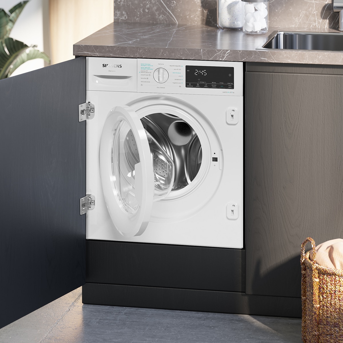 Máquina de Lavar e Secar Roupa Encastrável Siemens Iq500 WK14D490ES de 8 kg e 1400 rpm com AutoDry Branco-6