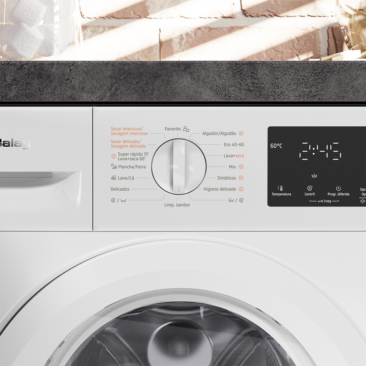 Lavadora secadora integrable Balay, 8 kg / 1.400 rpm, Pausa+Carga - 3TW887B - Blanco Blanco-2