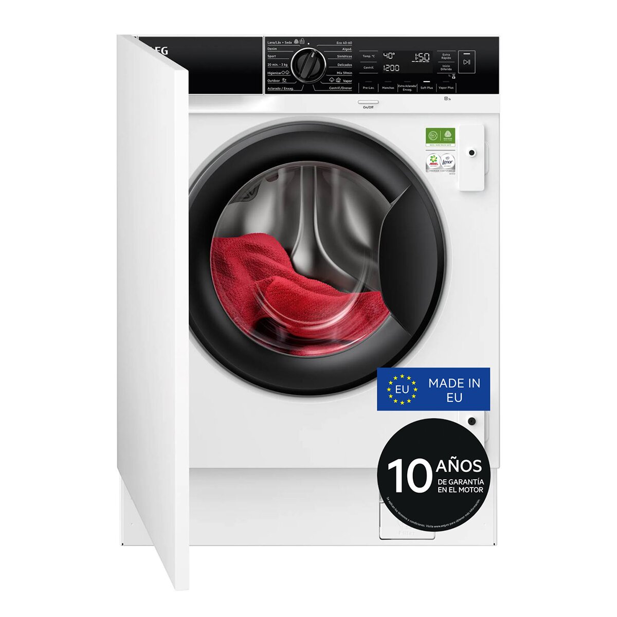 Lavadora integrable AEG 8 Kg / 1400 rpm, PowerClean, Vapor, Wifi, Silencio, Serie 8000 -LFU8E8436C - Negro Negro-1