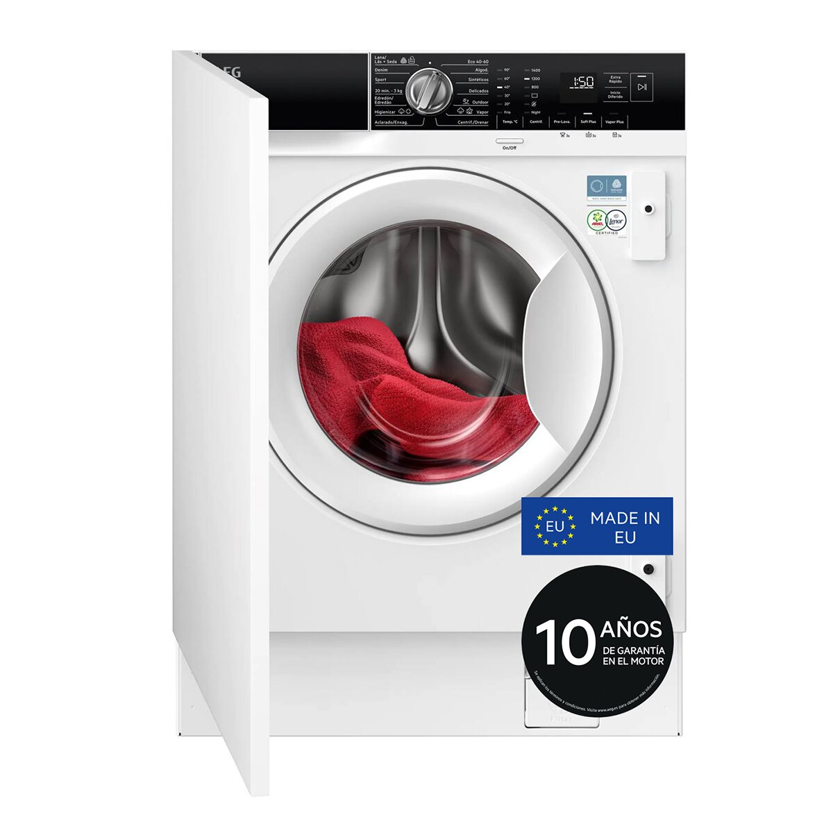 AEG - Lavadora integrable AEG 8 Kg - 1400 rpm, TimeSave, Vapor, Serie 7000 - LFU7G8434F.