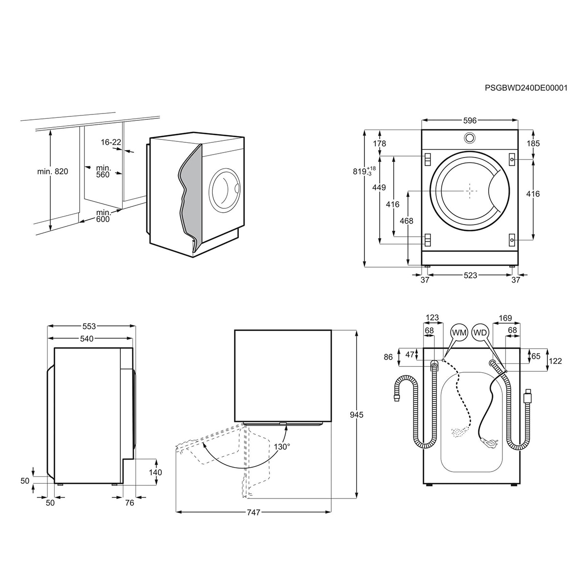 Lavadora integrable AEG 8 Kg / 1400 rpm, TimeSave, Vapor, Serie 7000 - LFU7G8434F - Silver Silver-3