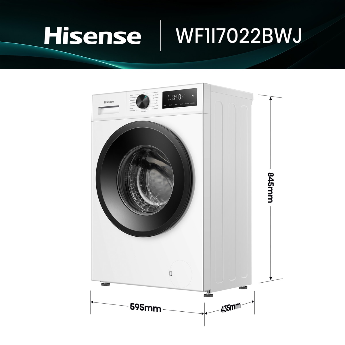Lavadora Hisense 7 Kg , 1200 rpm con tecnología Inverter- WF1I7022BWJ Blanco-2