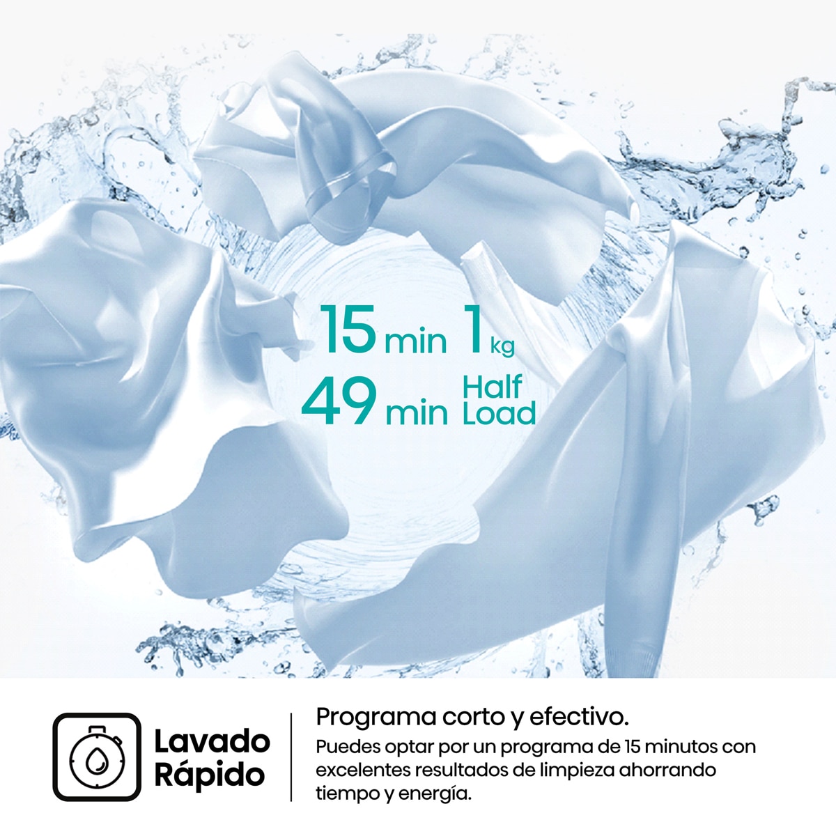 Lavadora Hisense 7 Kg , 1200 rpm con tecnología Inverter- WF1I7022BWJ Blanco-5