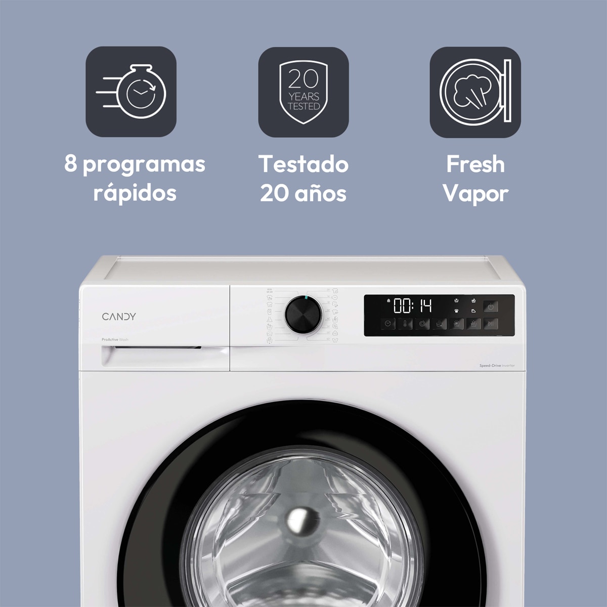 Lavadora Candy 7kg/ 1200 rpm Motor Inverter ProWash 300 - GD 27SB7-S Blanco-4