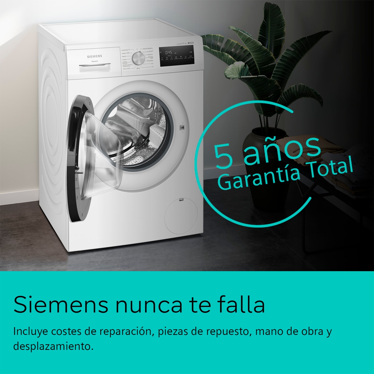 Lavadora Siemens iQ300  9 Kg / 1400 rpm,  con tecnología smartFinish - WM14N292EP Blanco-4