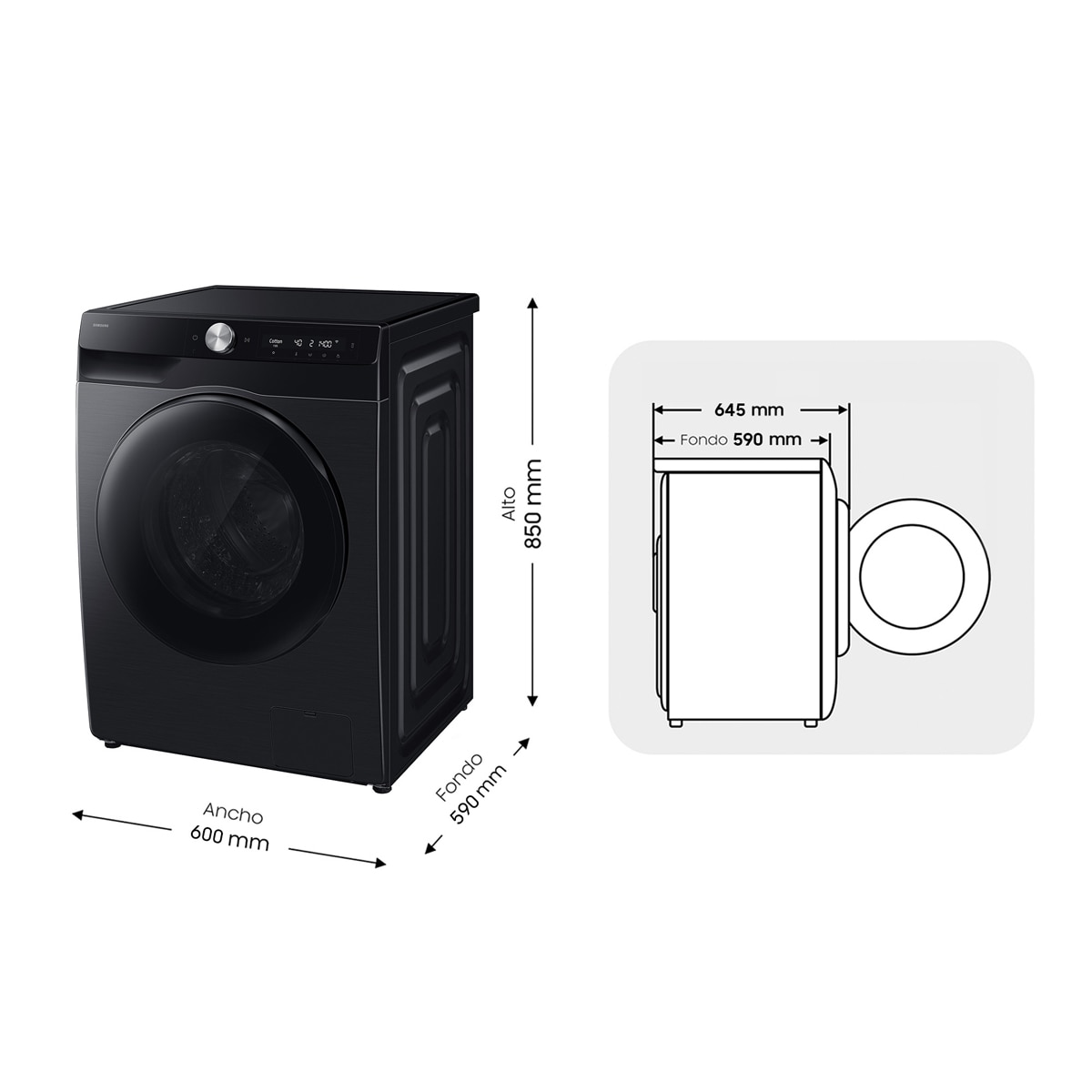 Lavasecadora Samsung AI 9Kg Autodosificación Clase D/A Negra - WD90HG6U94BBU3 - Negro Negro-3
