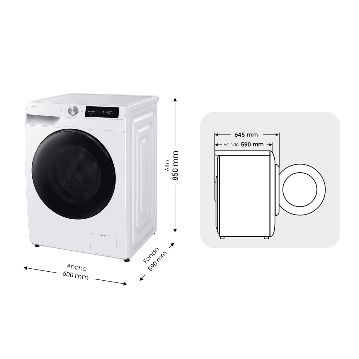 Lavasecadora Samsung Bespoke AI 9Kg Autodosificación Clase D/A Blanca - WD90HG6U94BEU3 Blanco-3