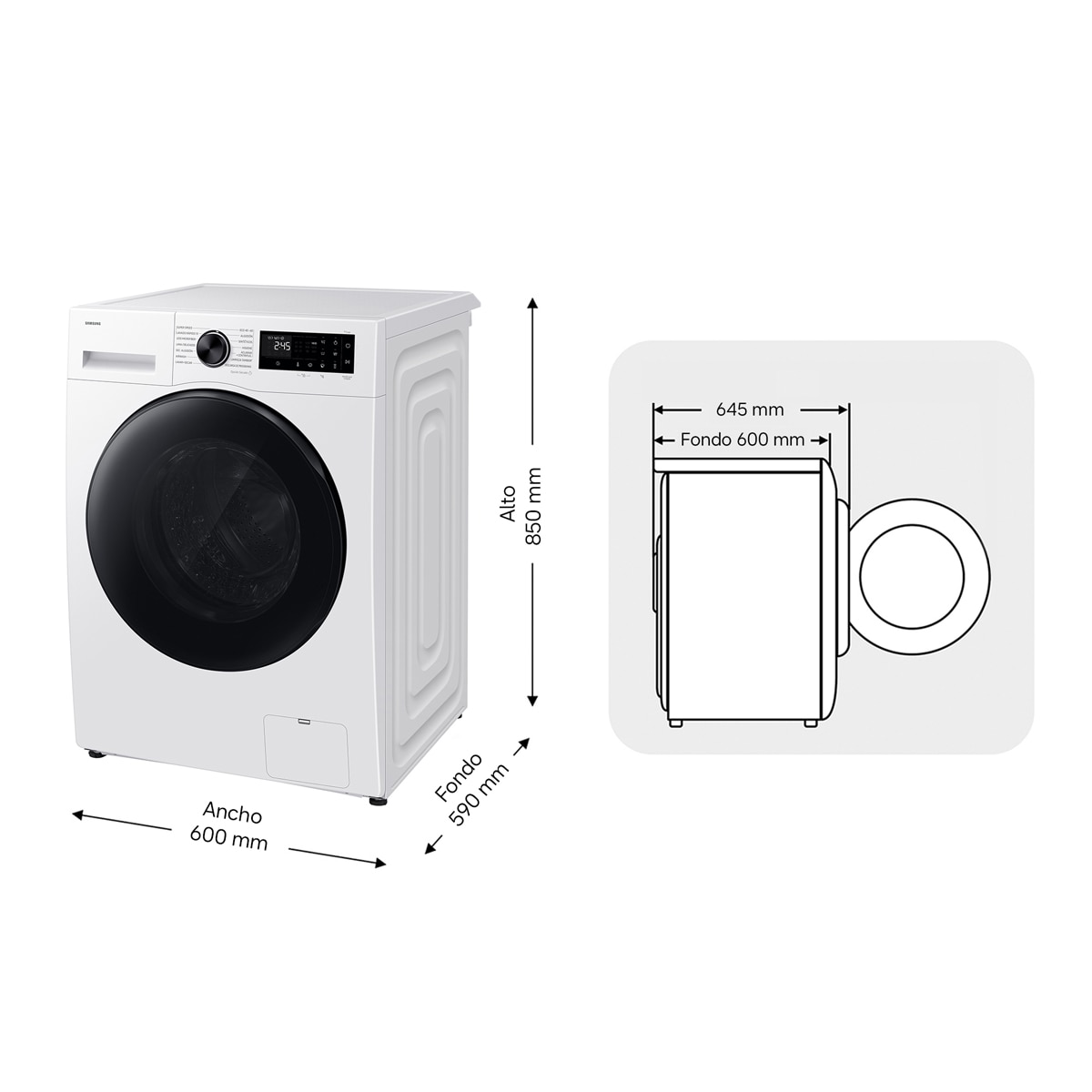 Lavasecadora Samsung AI 9kg Autodosificación Clase D/A Negra - WD90HG5U34BEEC Negro-2