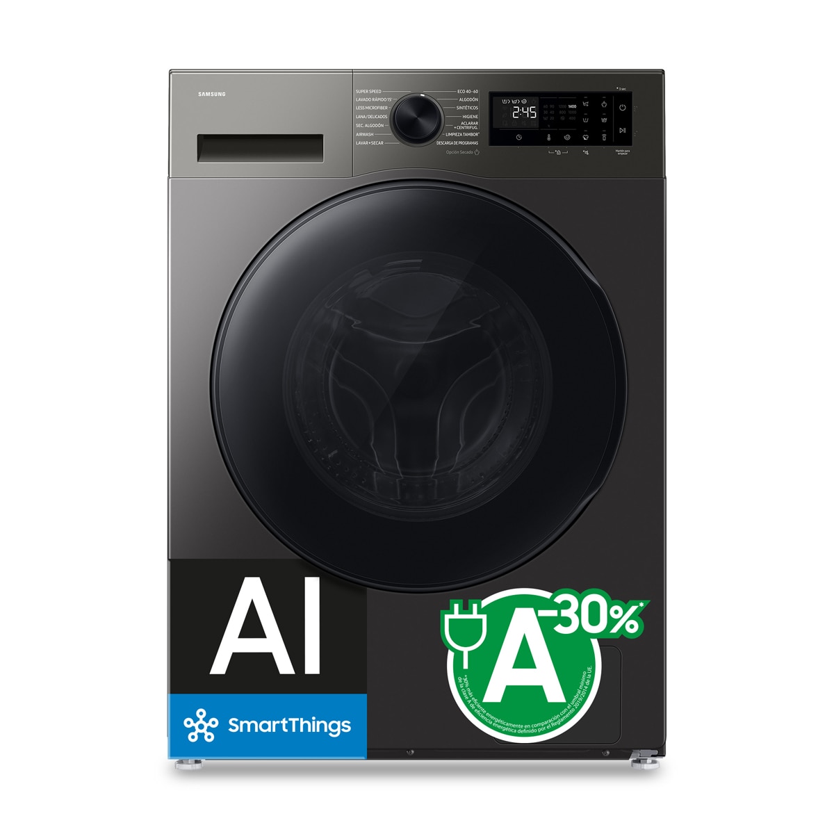 Lavasecadora Samsung AI 9kg Autodosificación Clase D/A Inox - WD90HG5U34BXEC Inox-3