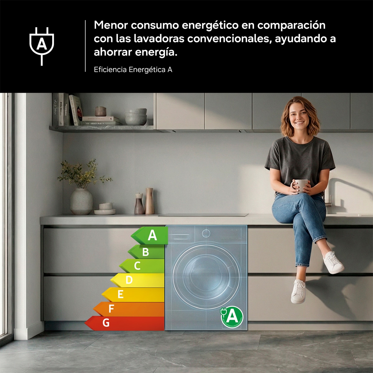 Lavasecadora Samsung 8Kg AI EcoBubble™ Clase E/A Blanca - WD80HG4U04BEEC Blanco-5