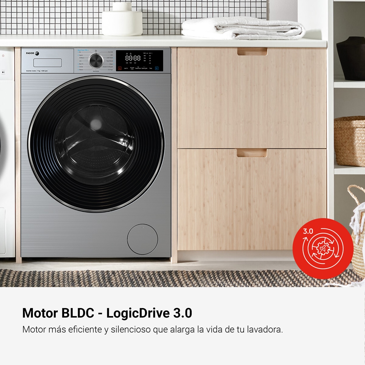 Lavadora Fagor Master 7 Kg/ 1200 rpm, Motor BLDC de alta eficiencia - 5FE-7712X Silver-6