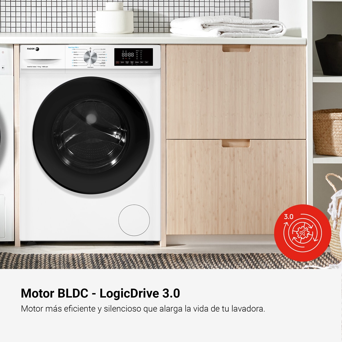 Lavadora Fagor Comfort 10Kg / 1400 rpm, Motor BLDC de alta eficiencia- 5FE-10614 Blanco-5