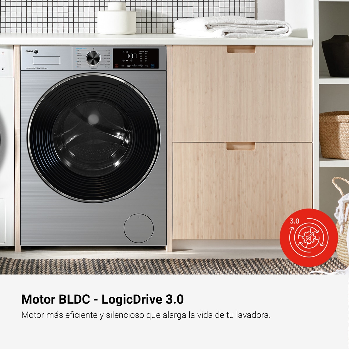 Lavadora Fagor Master 10 Kg / 1400 rpm, Motor BLDC de alta eficiencia - 5FE-10714X Silver-5