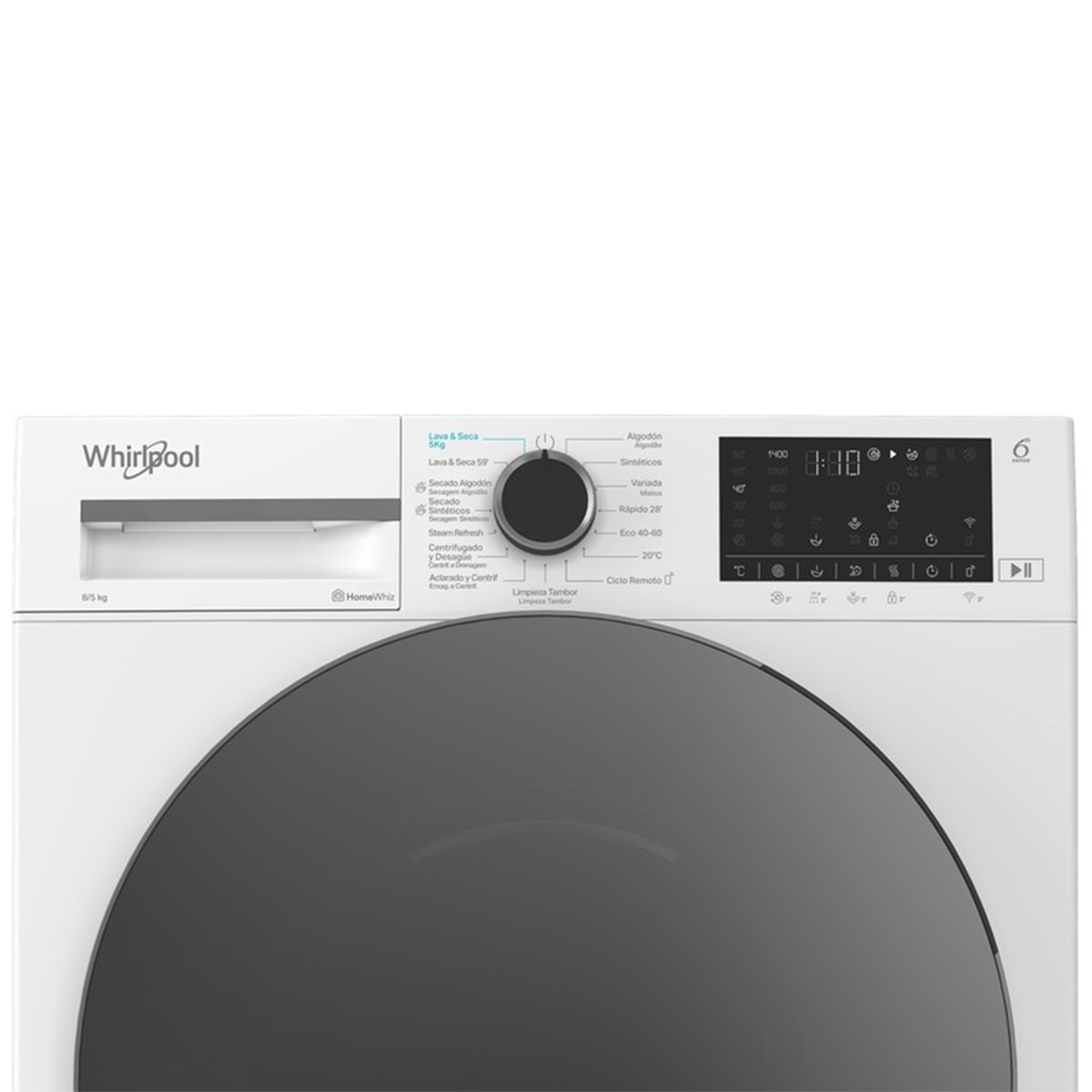 Lavadora Secadora Whirlpool 8 kg /1400 rpm Motor Inverter Wifi - WAD 8536WBC SPT Blanco-9