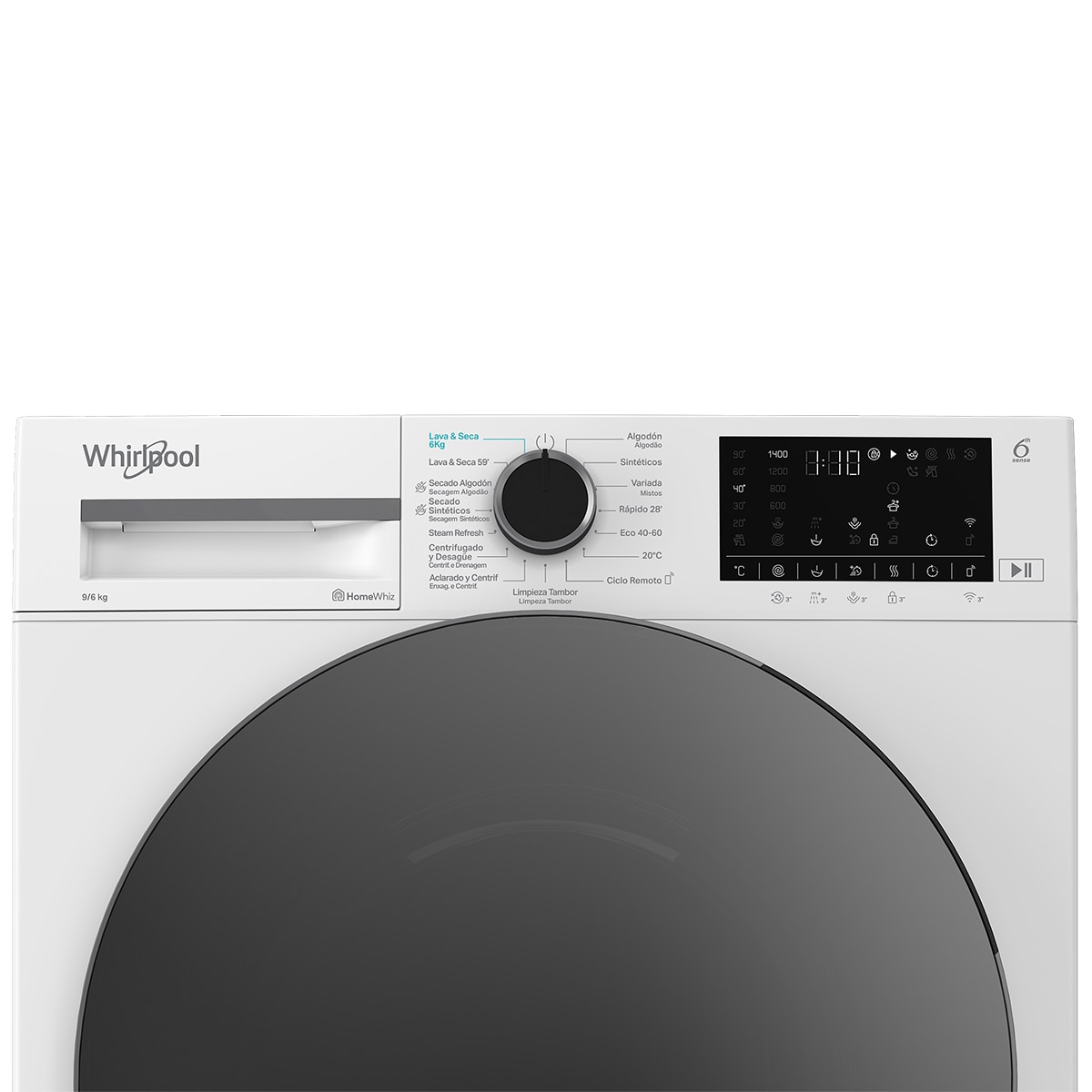 Lavadora Secadora Whirlpool 6 kg /1400 rpm Whirlpool Motor Inverter - WAD 9636W SPT Blanco-9