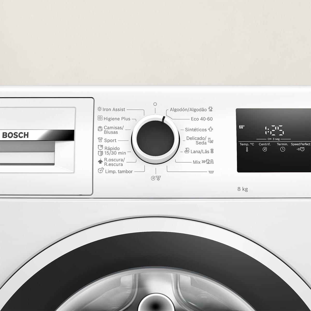 Lavadora Bosch 8 Kg /1.400 rpm, Serie 4, Iron Assist - WAN28283ES Blanco-3