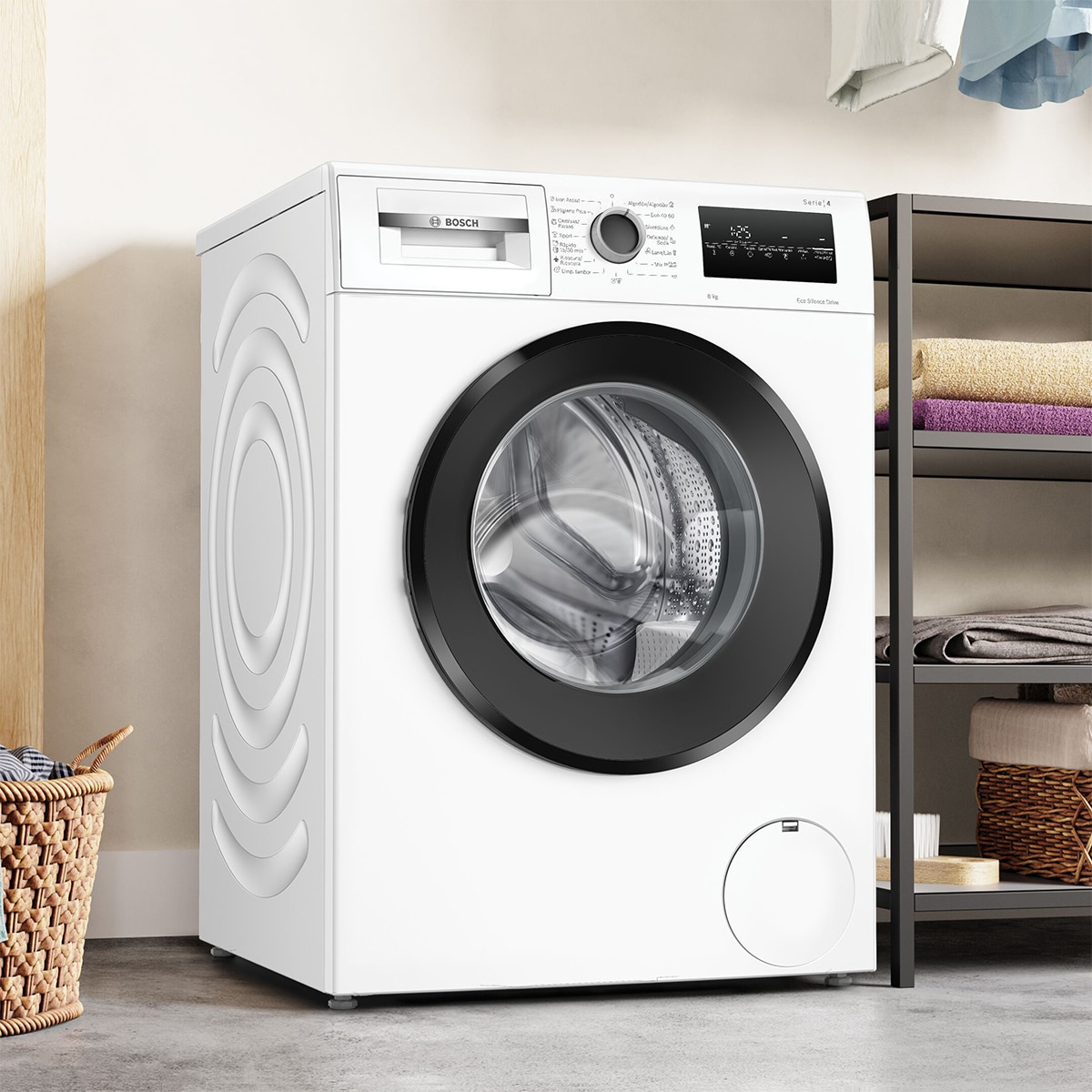 Lavadora Bosch 8 Kg / 1.200 rpm, Serie 4, Speed Perfect -WAN24281ES Blanco-5