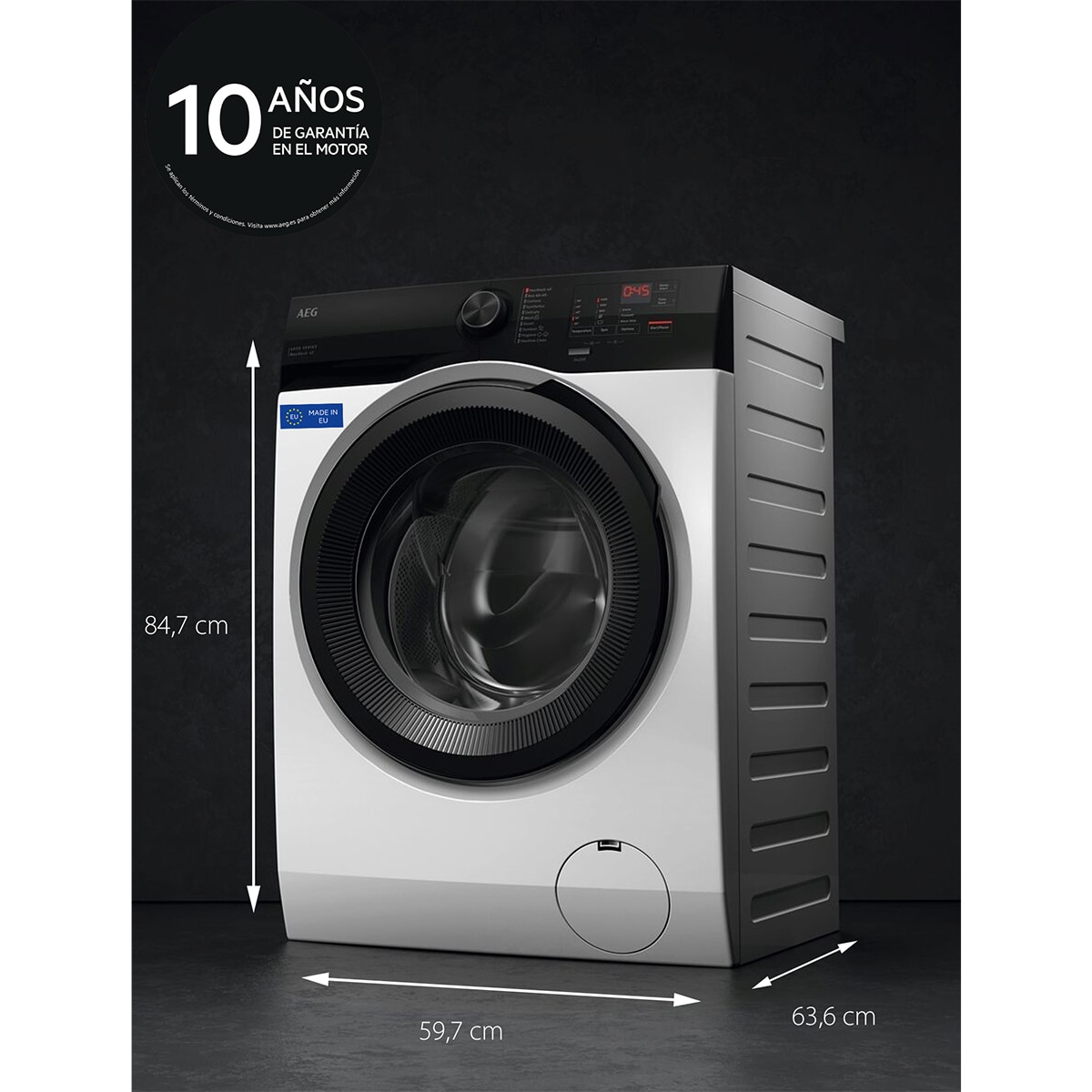 Lavadora AEG 9kg / 1.4000 rpm, IA, lavado rápido, h. con vapor, Serie 6000- LFE6D94O4B Blanco-3