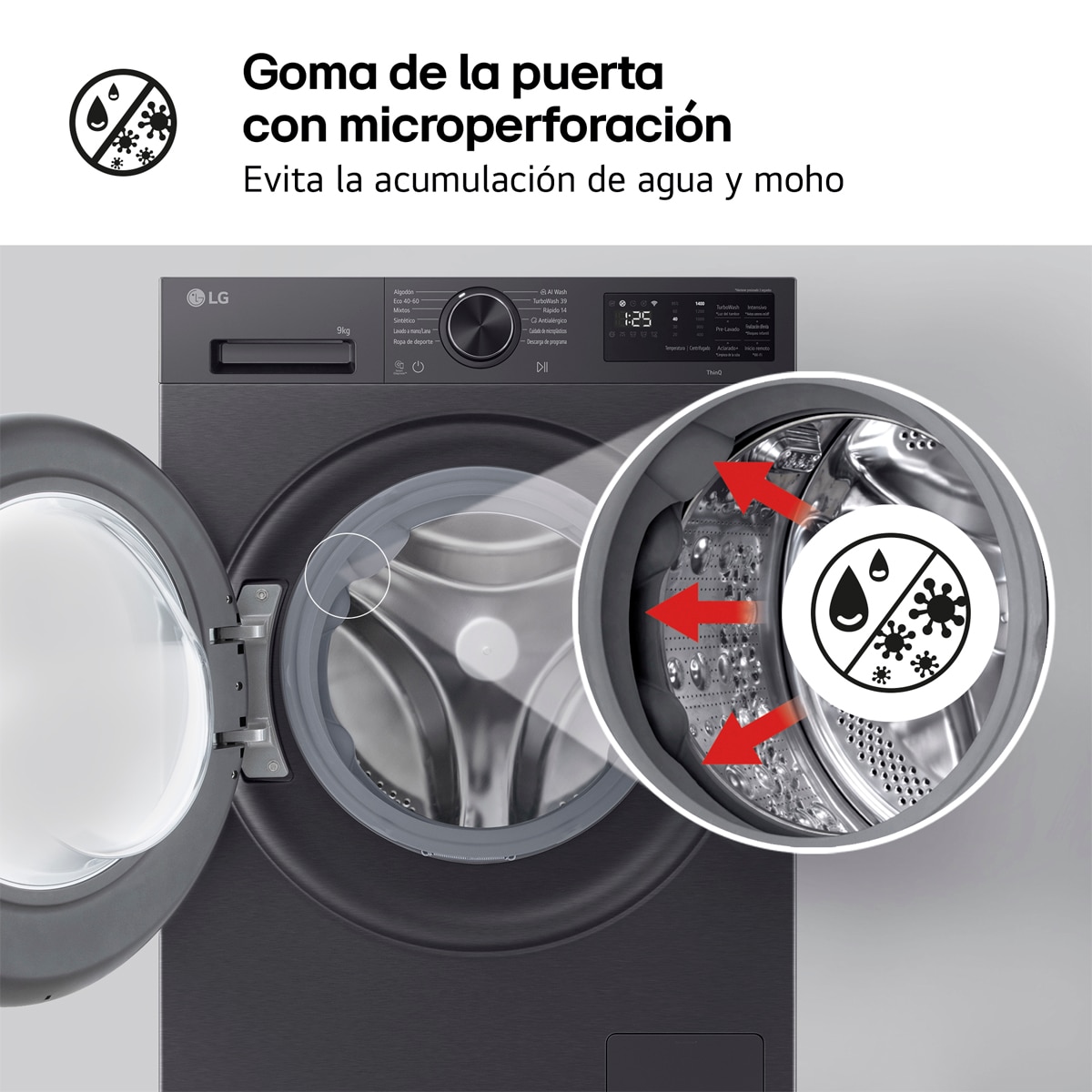 Lavadora LG 11 kg / 1400 rpm, AI Direct Drive, TurboWash 360º - F4X5011TLB Blanco-11