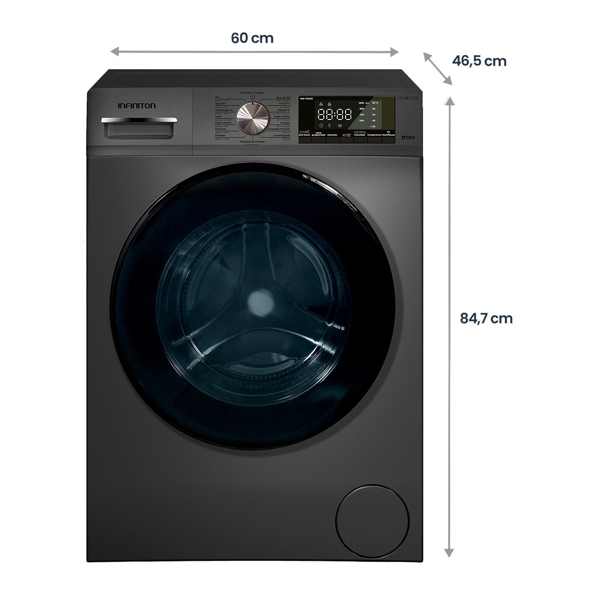 Lavadora Infiniton 7 Kg / 1.200 rpm, Inicio Diferido - WM-S72ADX Dark inox-2