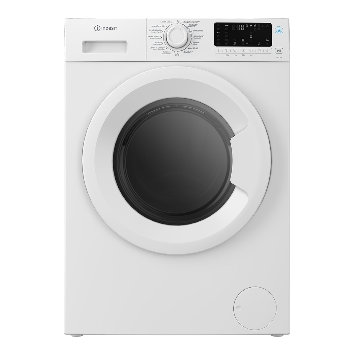 Indesit - Lavadora Secadora Indesit, 9 Kg - 1.400 rpm, Inverter, Push & Go - IDP 9664 P&G SP.