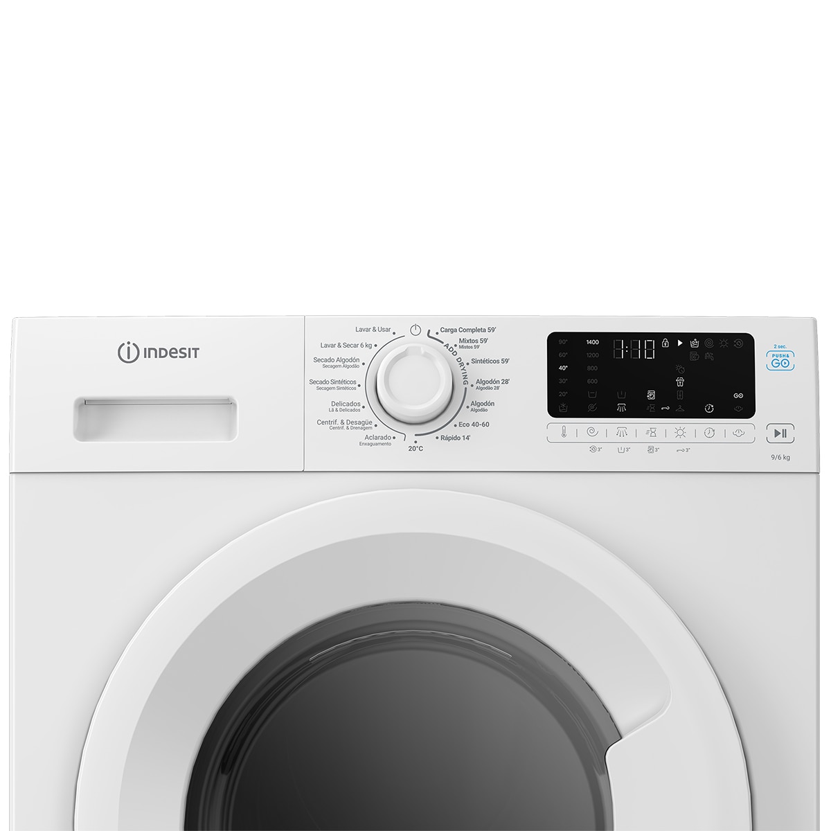 Lavadora Secadora Indesit, 9 Kg / 1.400 rpm, Inverter, Push & Go - IDP 9664 P&G SP 8