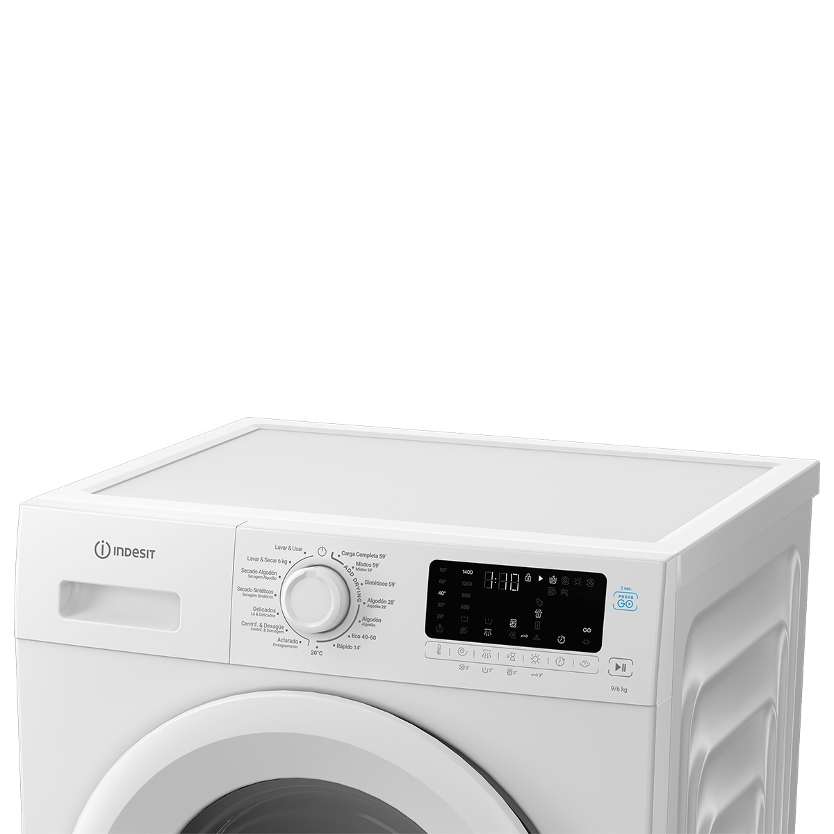 Lavadora Secadora Indesit, 9 Kg / 1.400 rpm, Inverter, Push & Go - IDP 9664 P&G SP 9