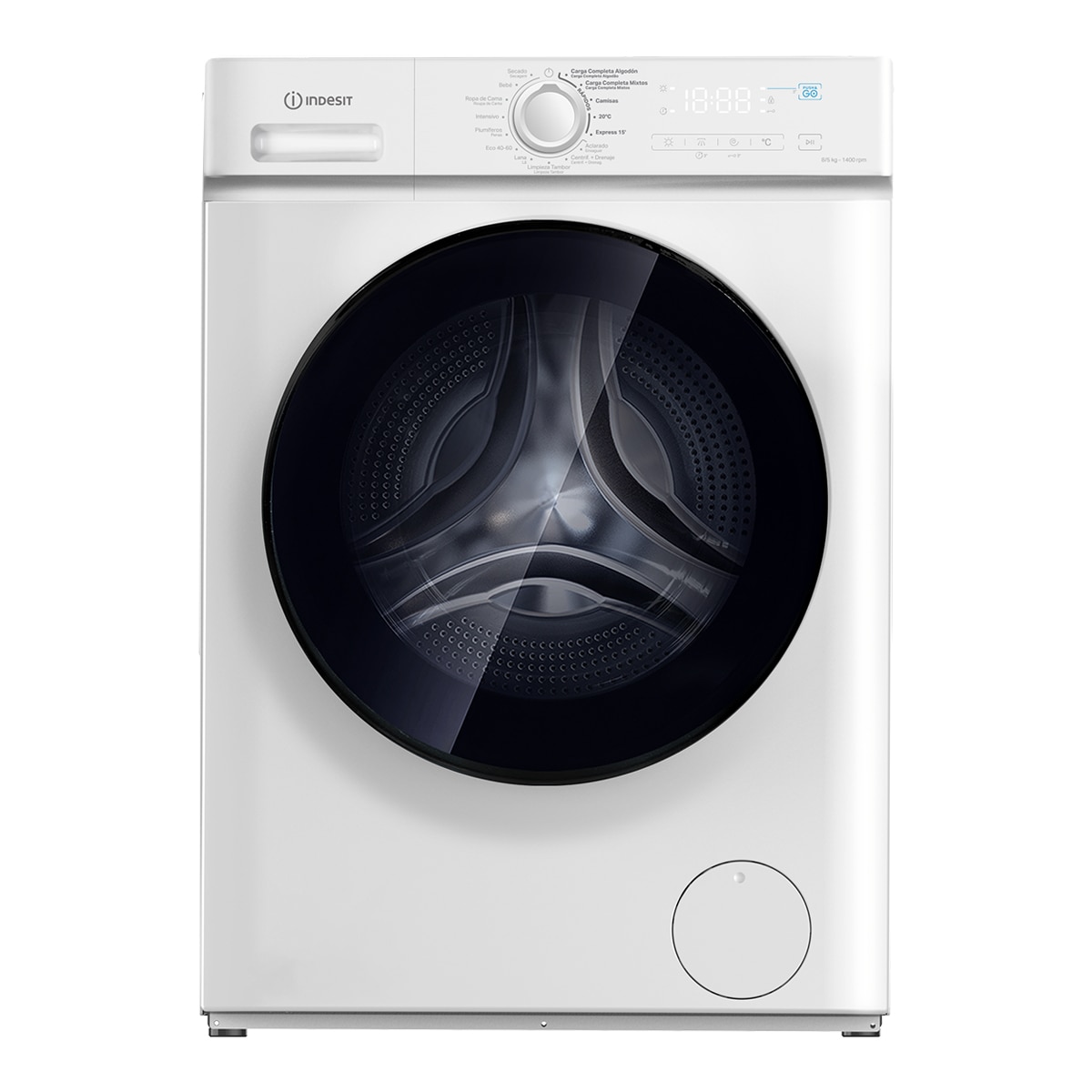 Indesit - Lavadora Secadora Indesit 8 Kg - 1.400 rpm, Inverter, Push & Go - IDMA 85624 MT SP.