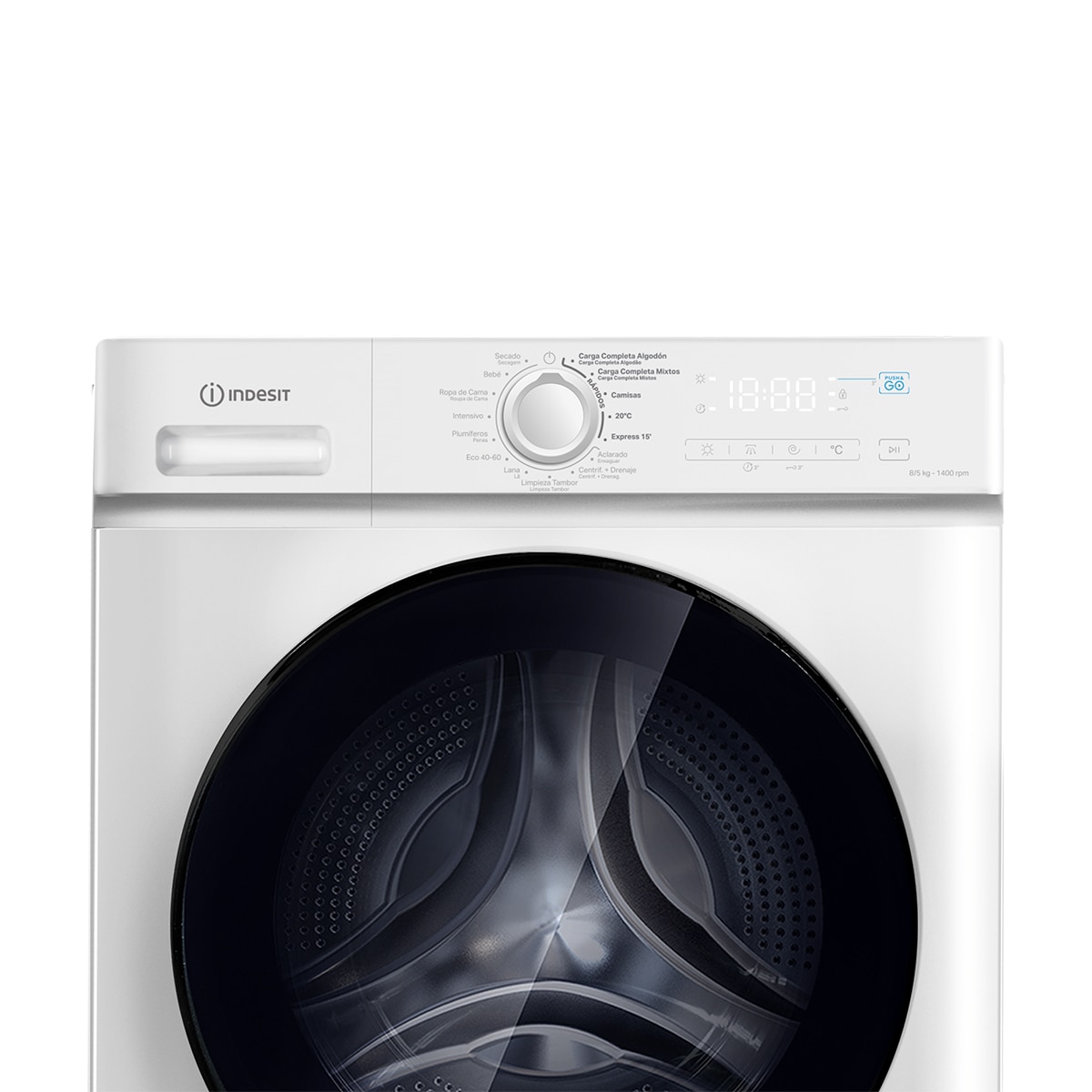 Lavadora Secadora Indesit 8 Kg / 1.400 rpm, Inverter, Push & Go - IDMA 85624 MT SP 7