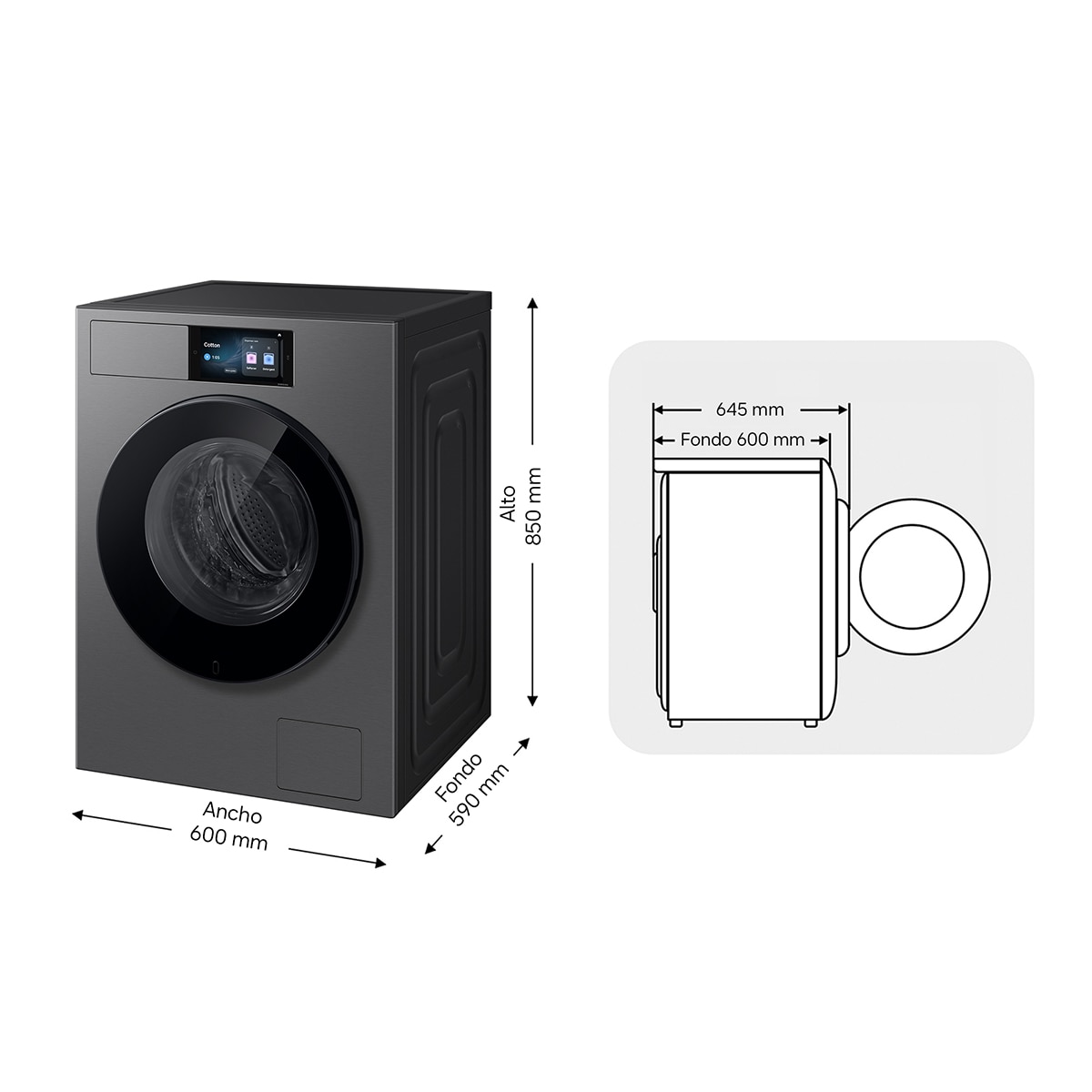 Lavadora Samsung Bespoke AI 9Kg Autodosificación Clase A-65% WF90H09C4ST2 Grafito-3