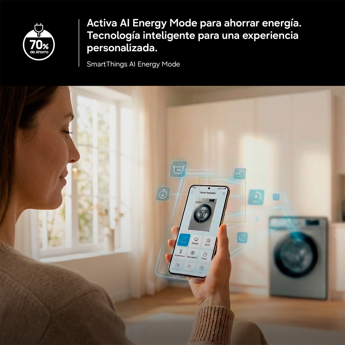 Lavadora Samsung Bespoke AI 9Kg Autodosificación Clase A-65% WF90H09C4ST2 Grafito-7