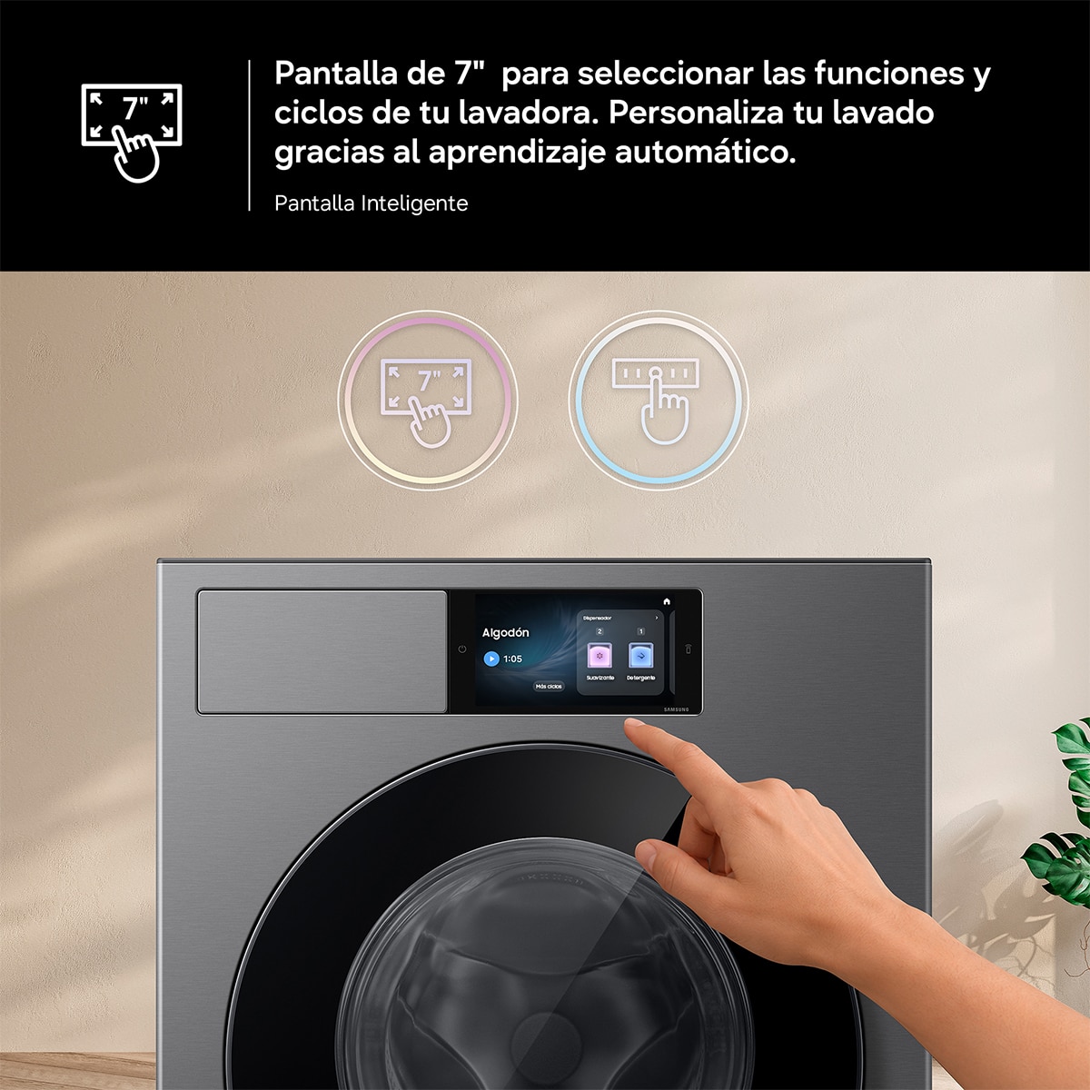 Lavadora Samsung Bespoke AI 9Kg Autodosificación Clase A-65% WF90H09C4ST2 Grafito-8